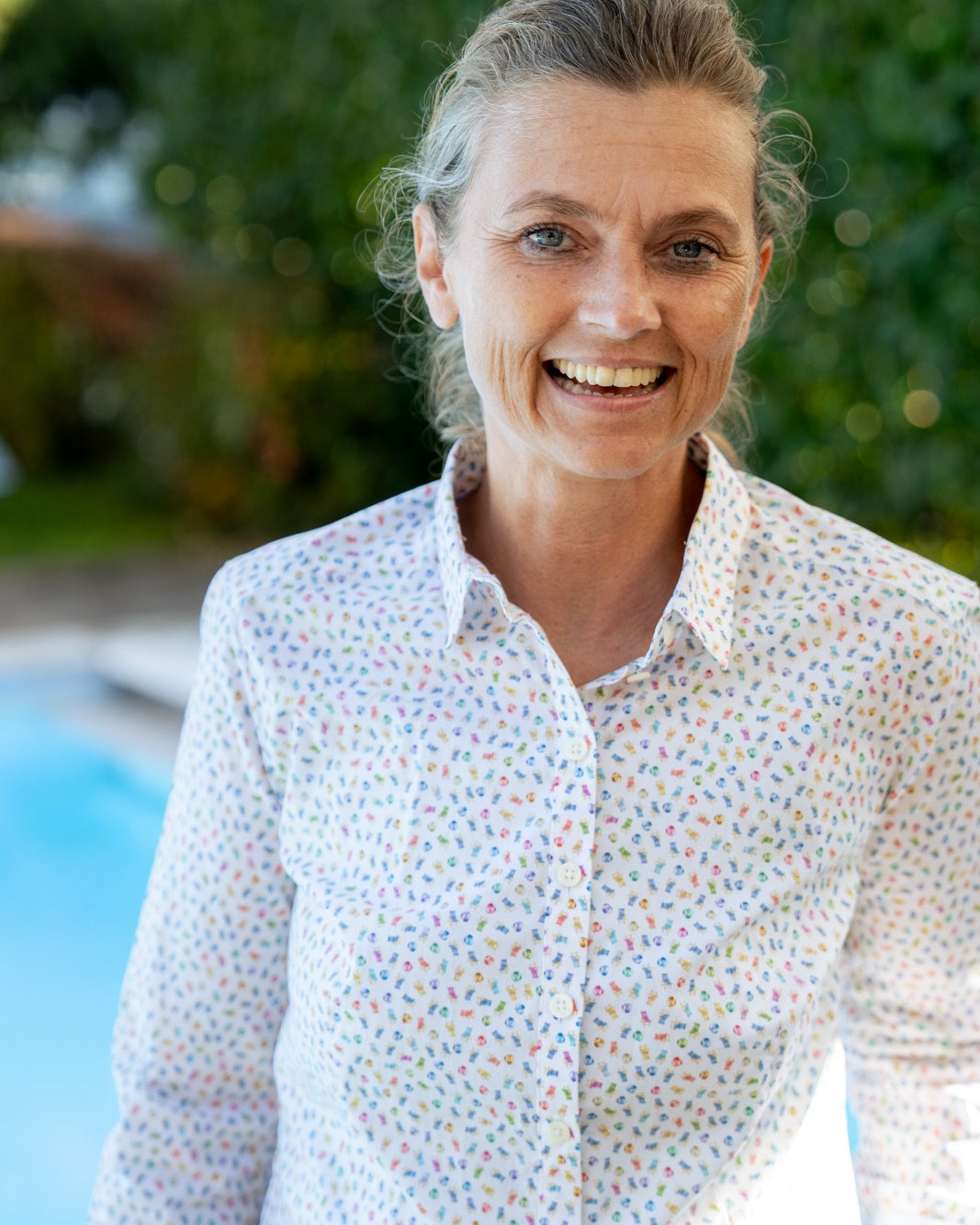 Blouse stretch SOPHIE avec imprimé chaise longue (art. 2133D-S)