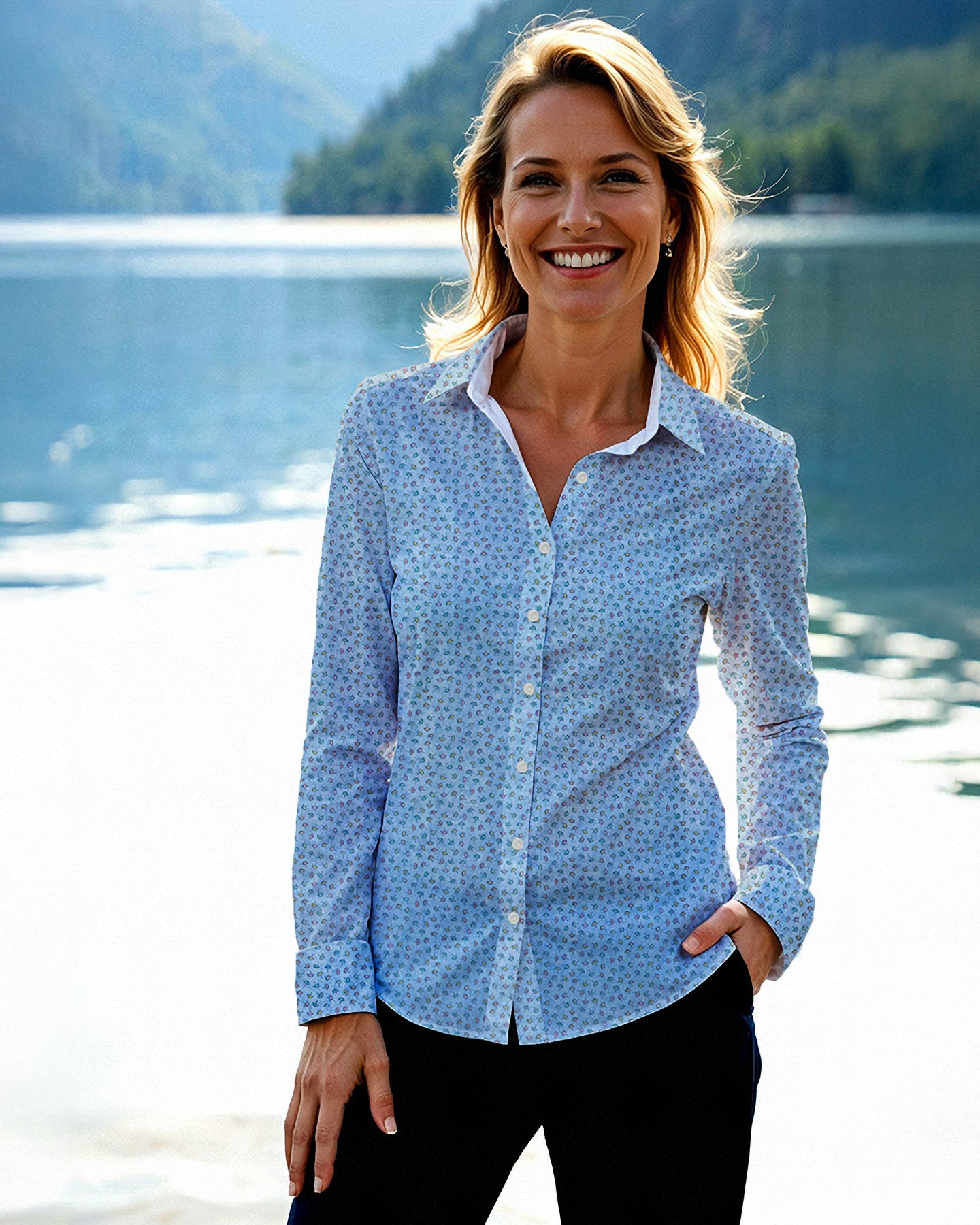 Blouse stretch SOPHIE avec imprimé parasol (art. 2131D-S)
