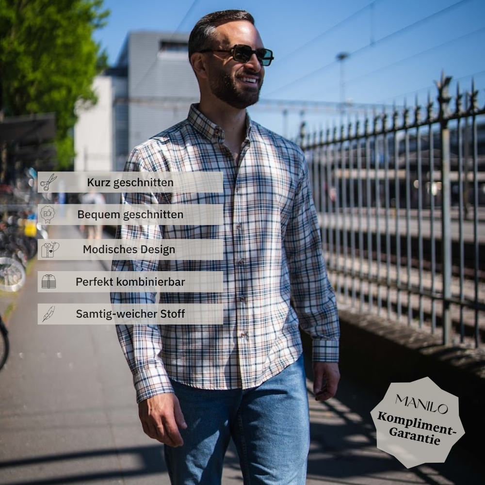 Flanellhemd mit Karomuster Off-White (Art. 2755-C)