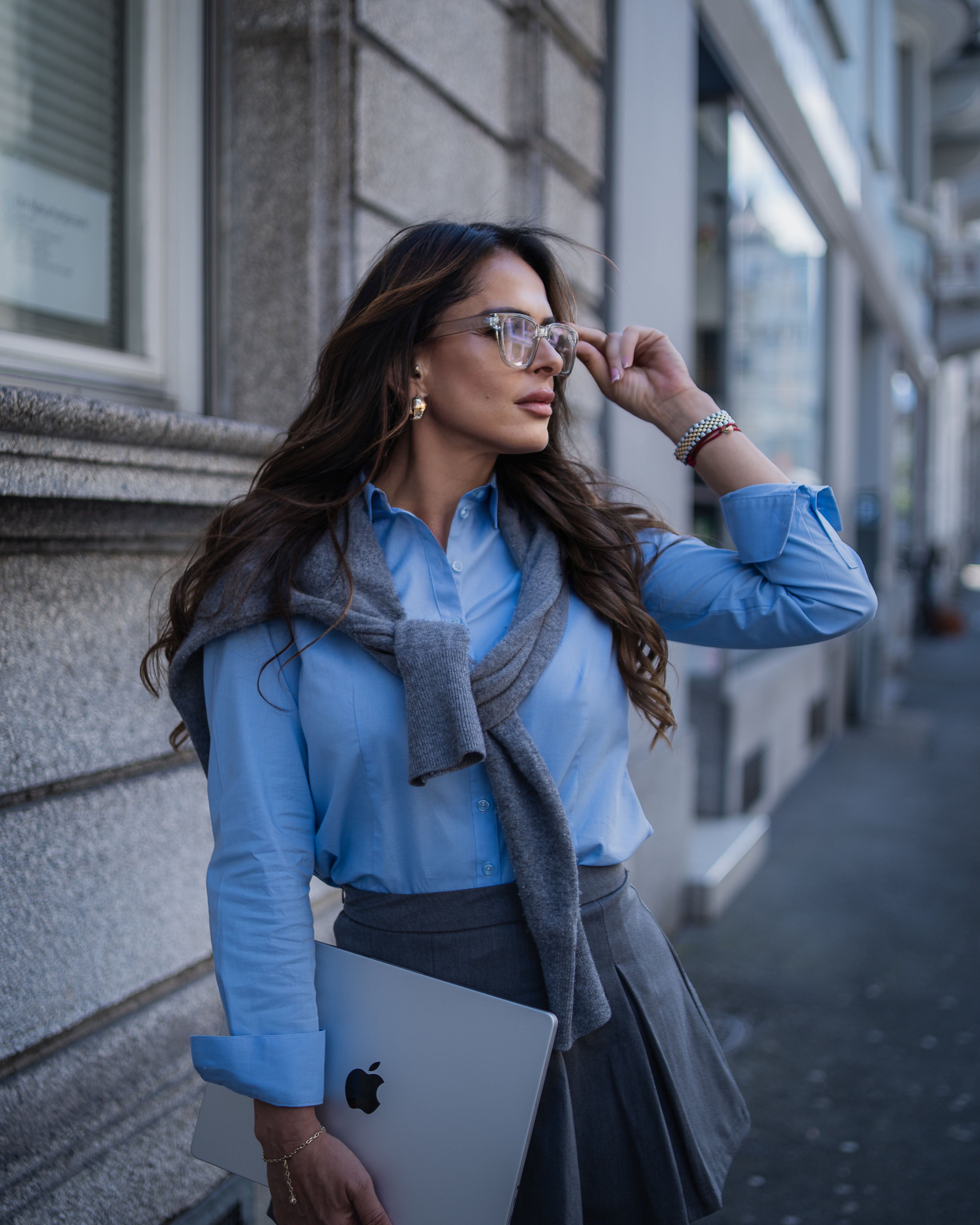 Stretch blouse SOPHIE in blue (Art. 1006D-S)