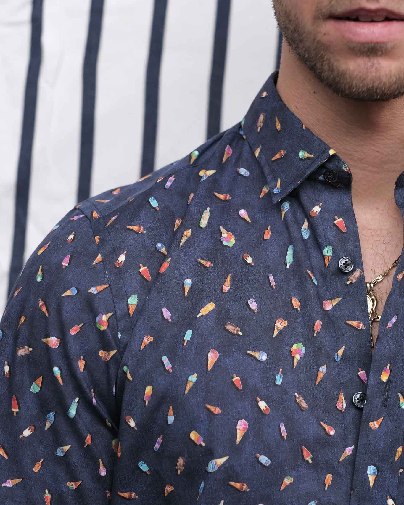 Casual shirt with summery print pattern (Art. 2224-C-KA)