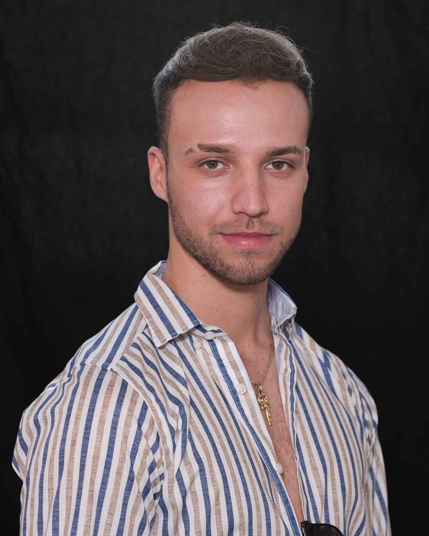 Chemise contre-rayon avec des rayures en beige / bleu (art. 2242-c)