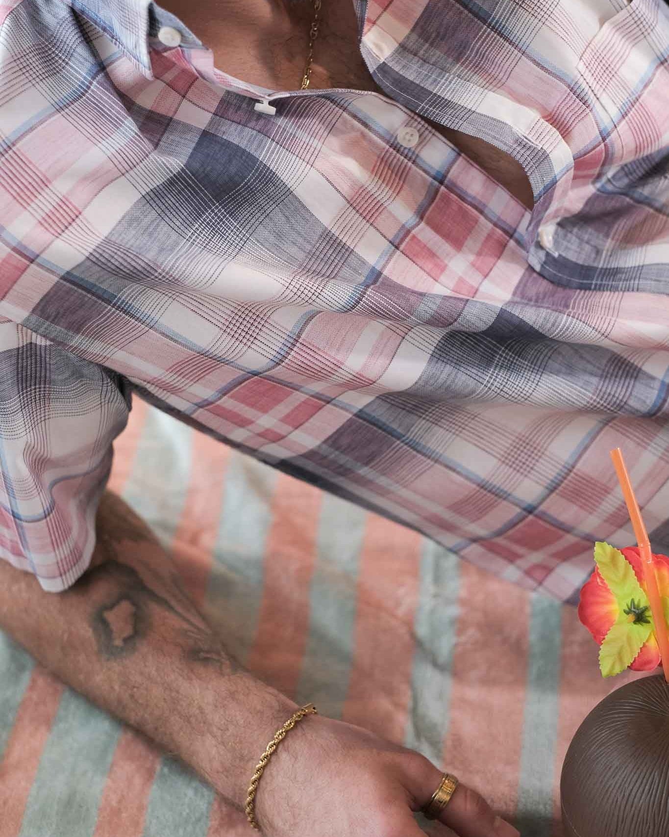 Casual shirt with check pattern pink/blue (Art. 2243-C-KA)
