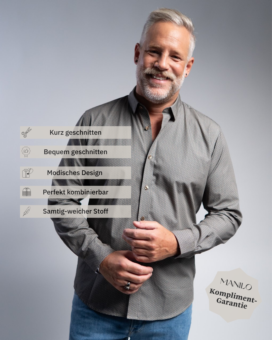 Freizeithemd mit Graphikmuster Braun/Beige (Art. 2237-C)