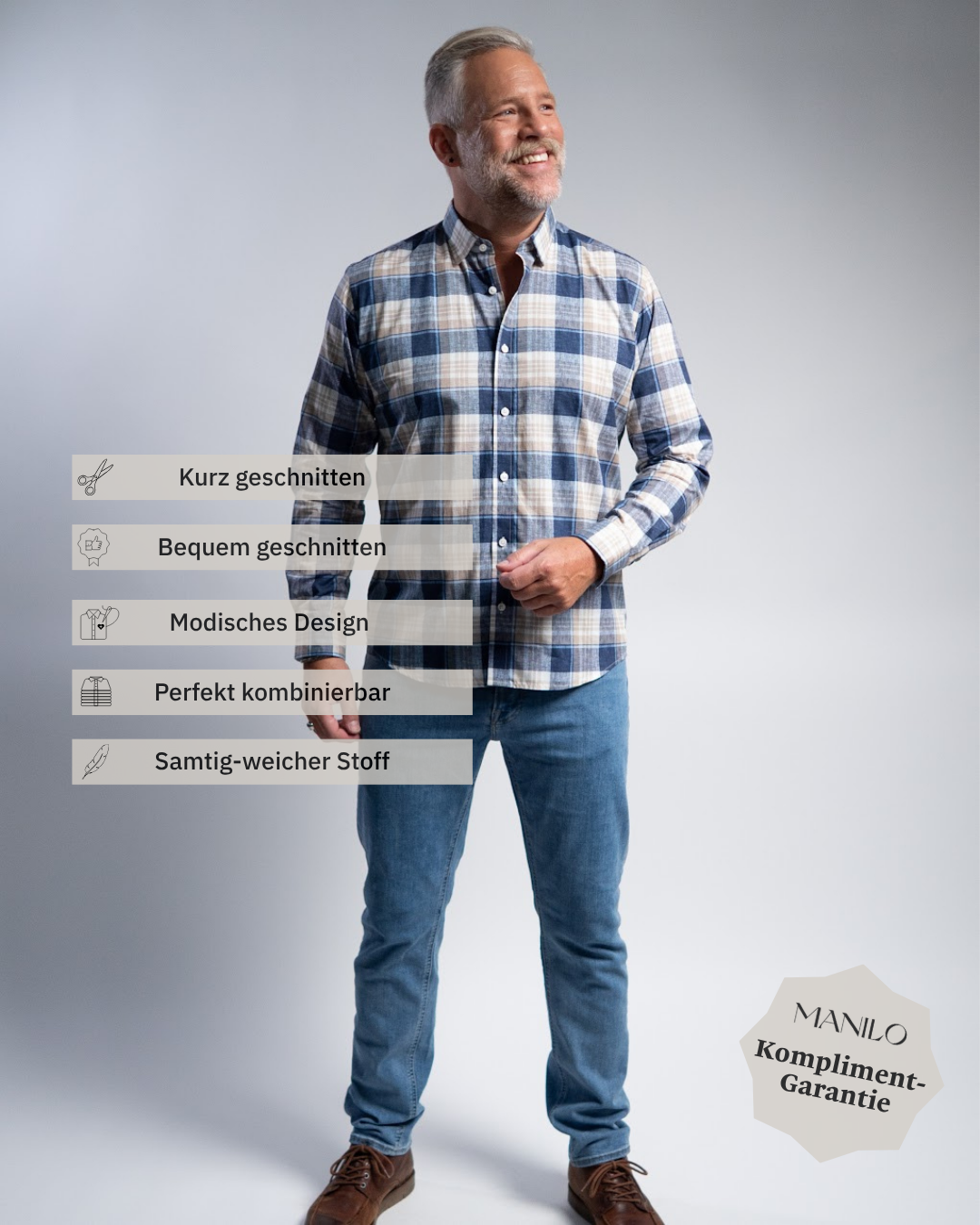 Chemise Freizeit avec un motif de désintégration en beige / marine (art. 2244-c)