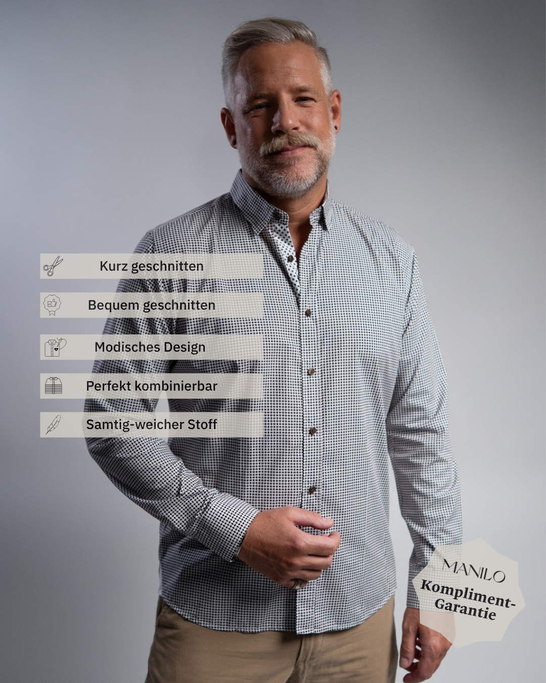 Freizeithemd mit Minimalprint Braun (Art. 2419-C)