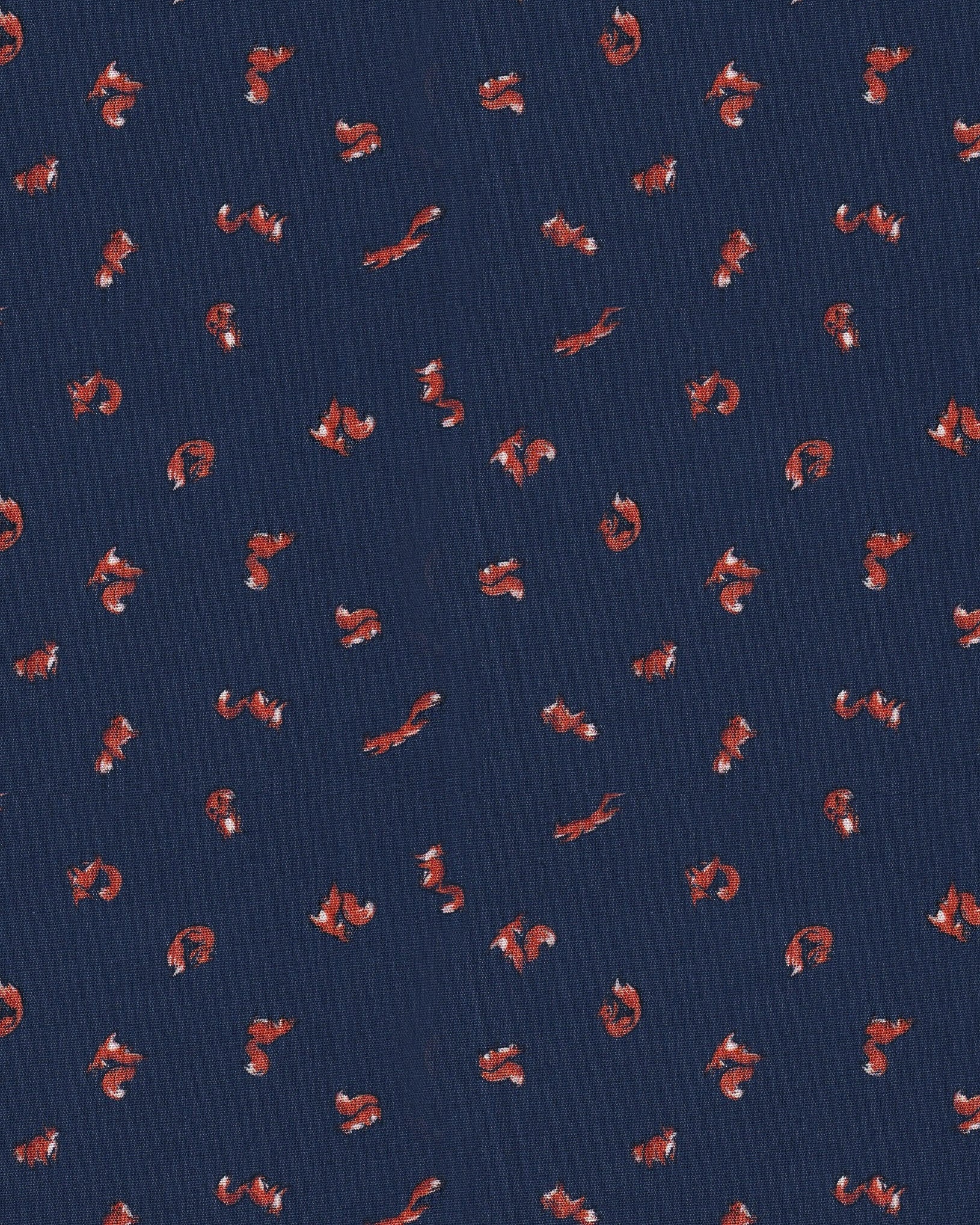 Stretch-Bluse SOPHIE mit Füchsen und Eichhörnchen Print in Blau (Art. 2240D-S)