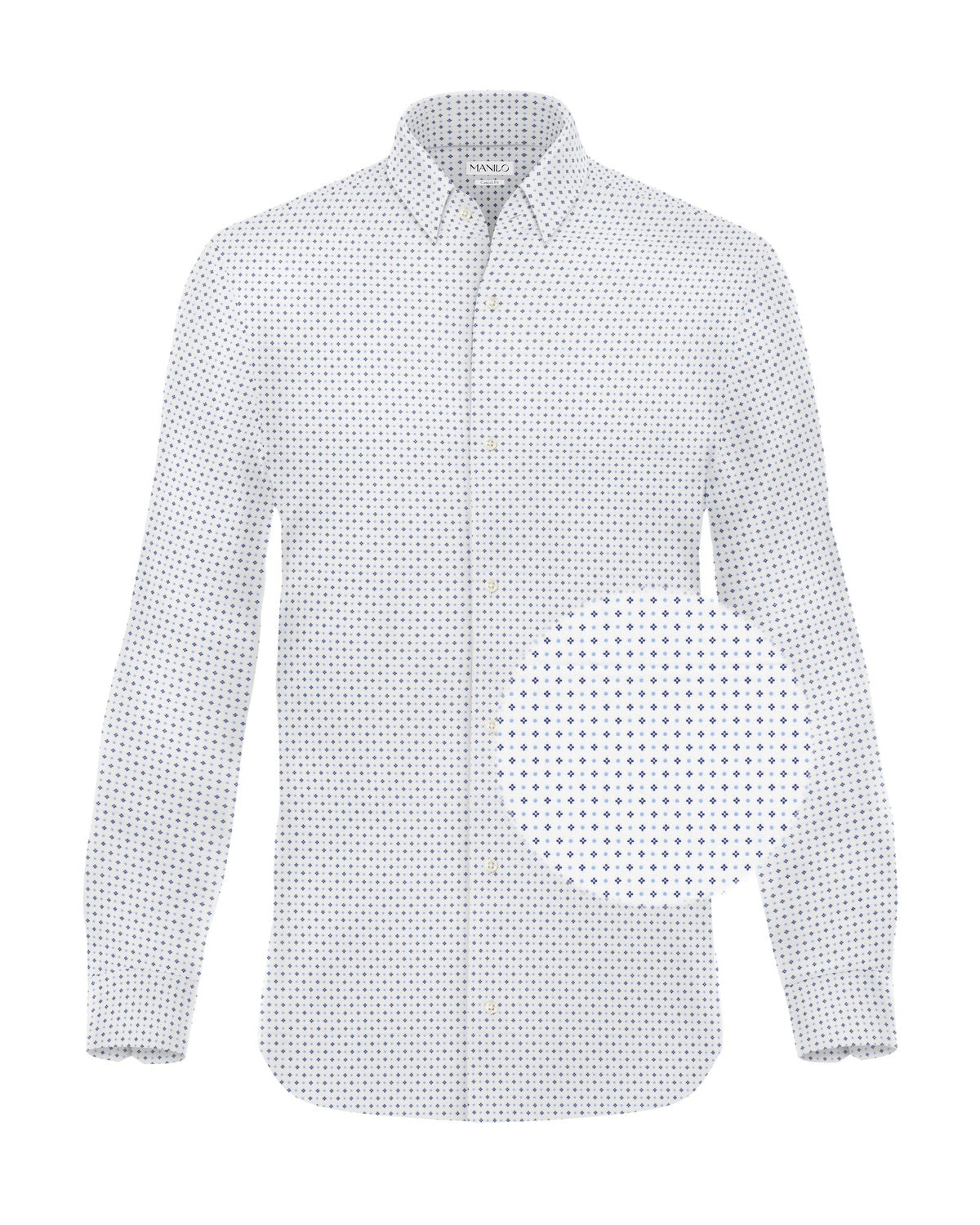 Freizeithemd mit Minimalprint Weiss (Art. 1161-C)