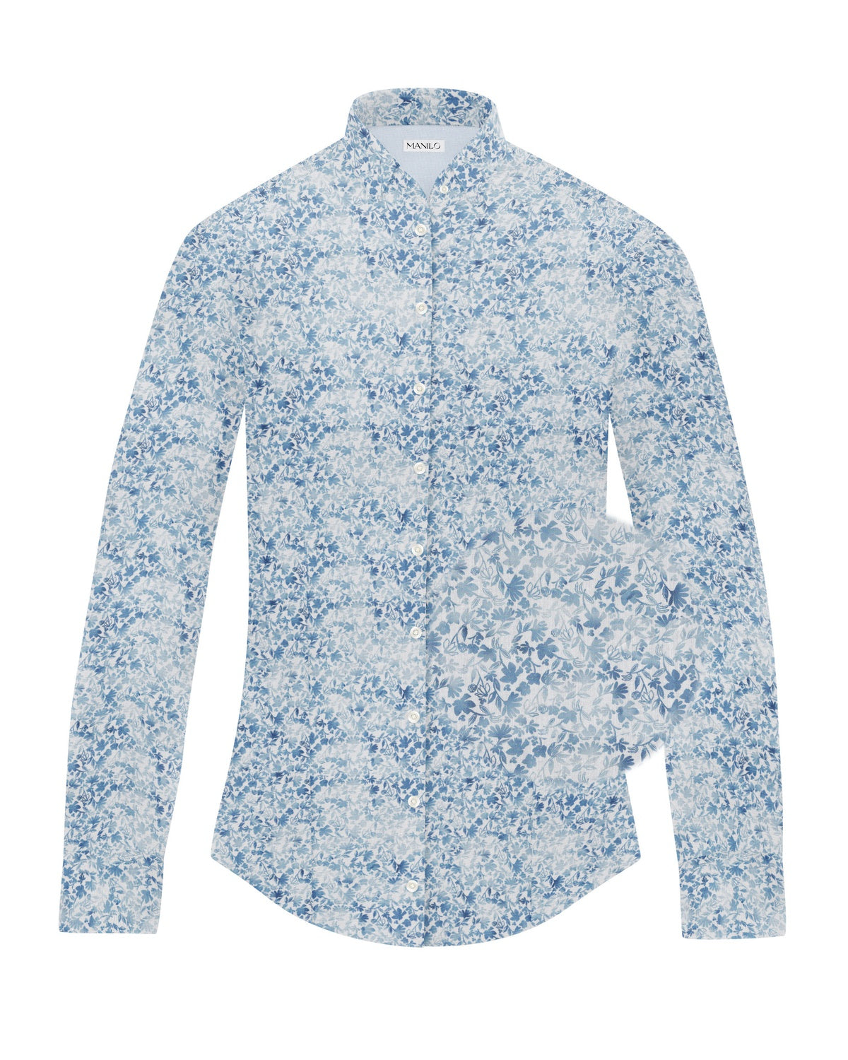 Stretch-Bluse SOPHIE mit Blumenprint in Blau (Art. 2111D-S)