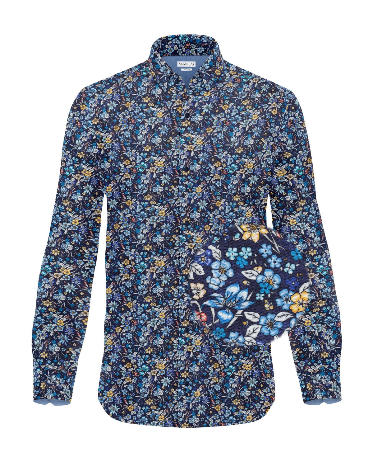 Casual shirt with floral pattern in navy (Art. 2211-C)
