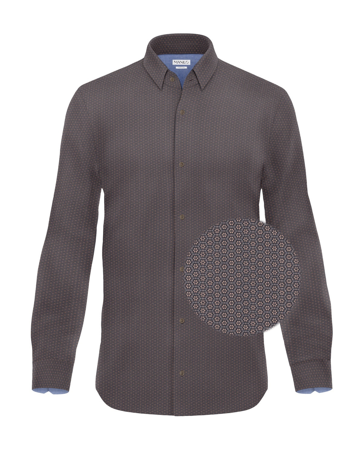 Casual shirt with graphic pattern brown/beige (Art. 2237-C)