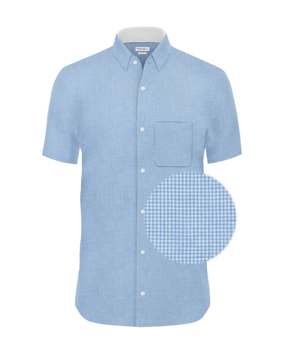 Chemise en lin à carreaux bleu clair (art. 2266-C-KA)