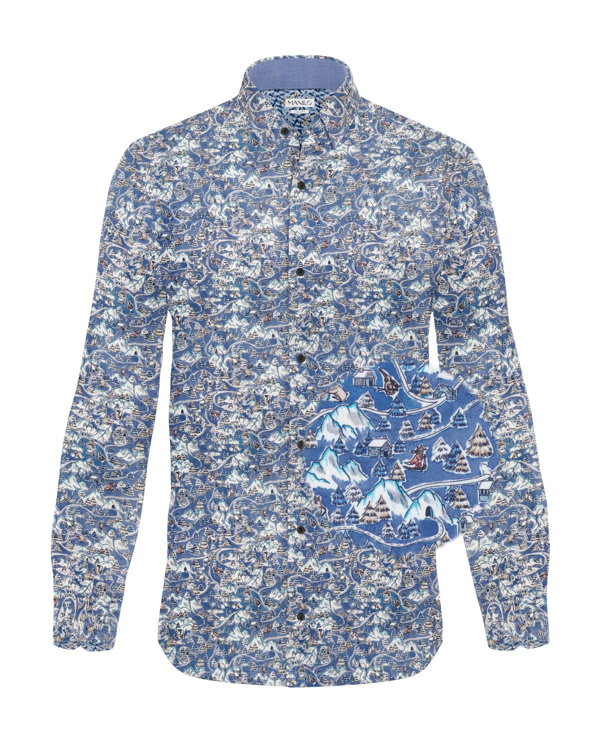 Casual shirt with winter panorama print (Art. 2355-C)
