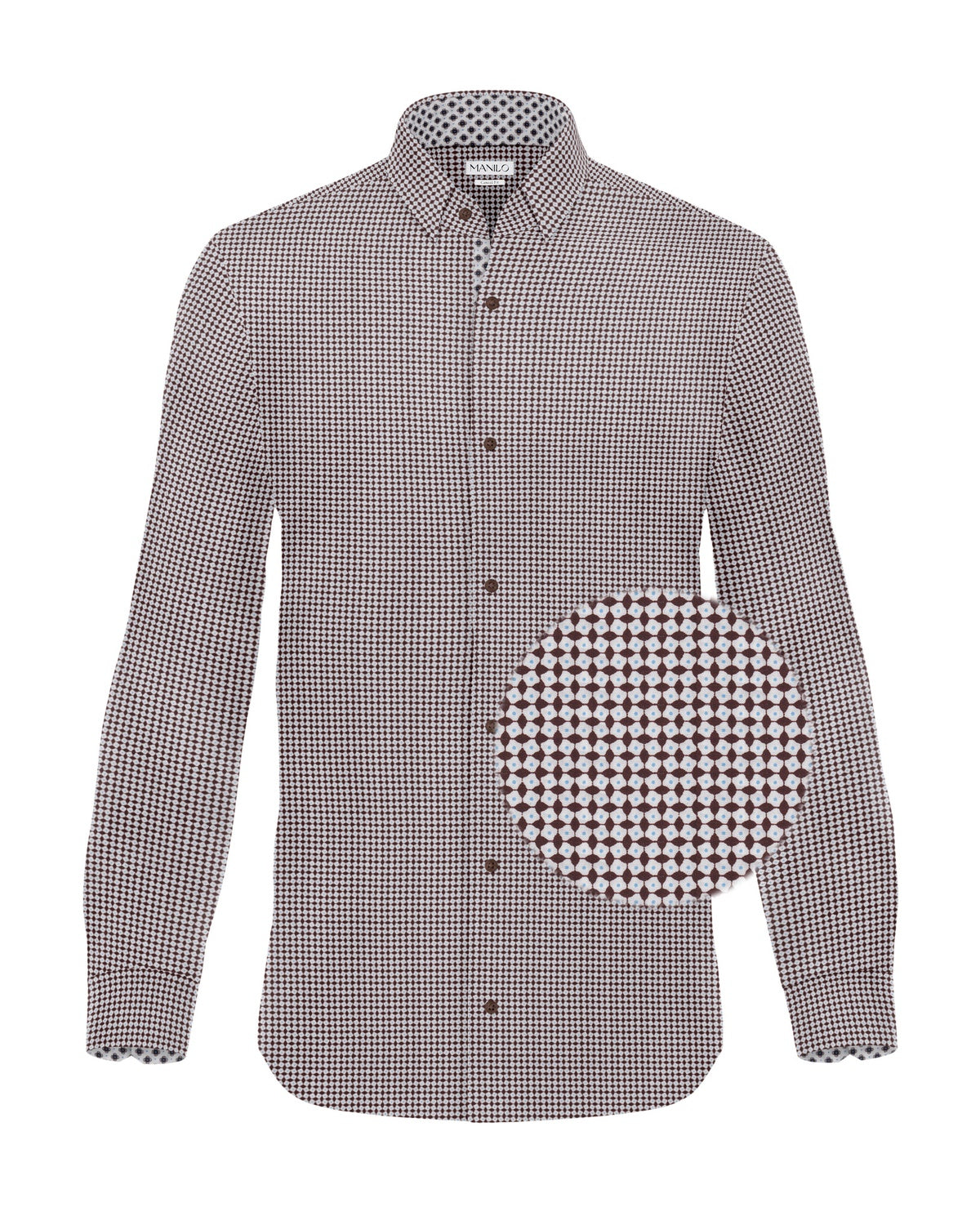Casual shirt with minimal print brown (Art. 2419-C)