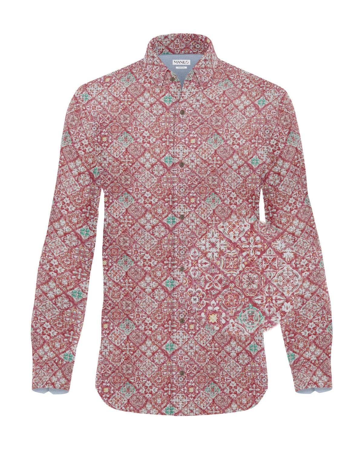 Casual shirt with graphic print in orange-brown (Art. 2515-C)