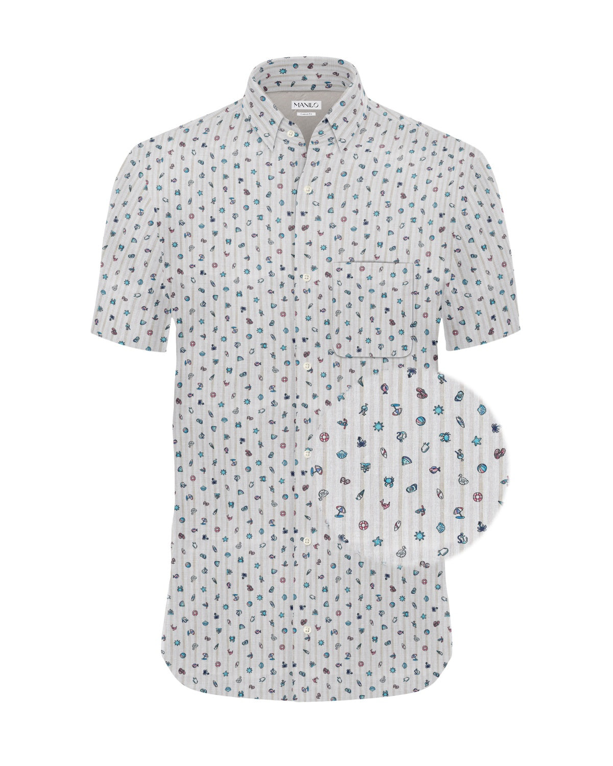 Chemise décontractée avec imprimé de symboles de plage (art. 2526-C-KA)