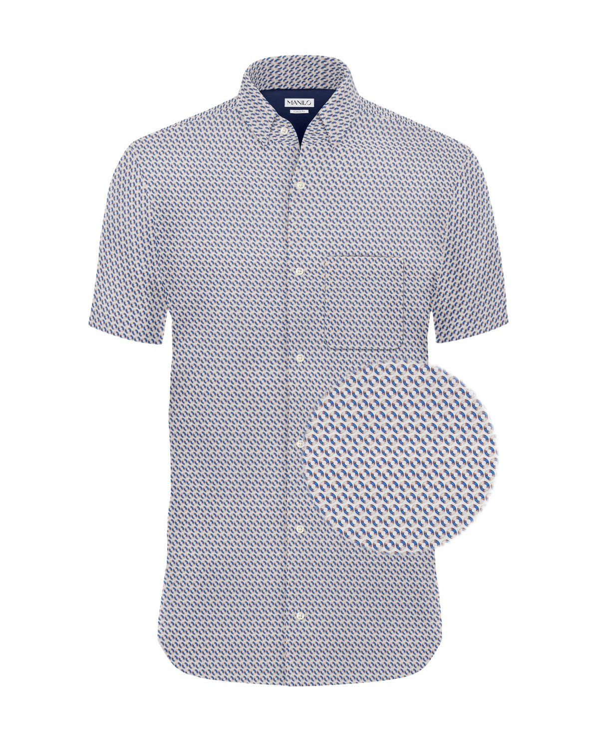 Chemise de loisirs avec imprimé bouées de sauvetage en blanc (art. 2533-C-KA)
