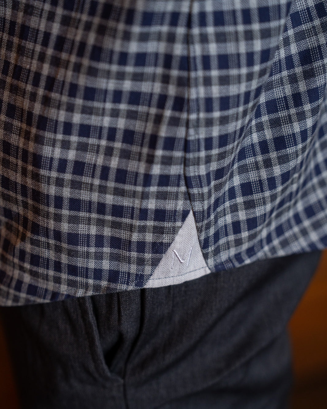 Chemise spirituelle avec un motif caroma gris / bleu (art. 2405-C)