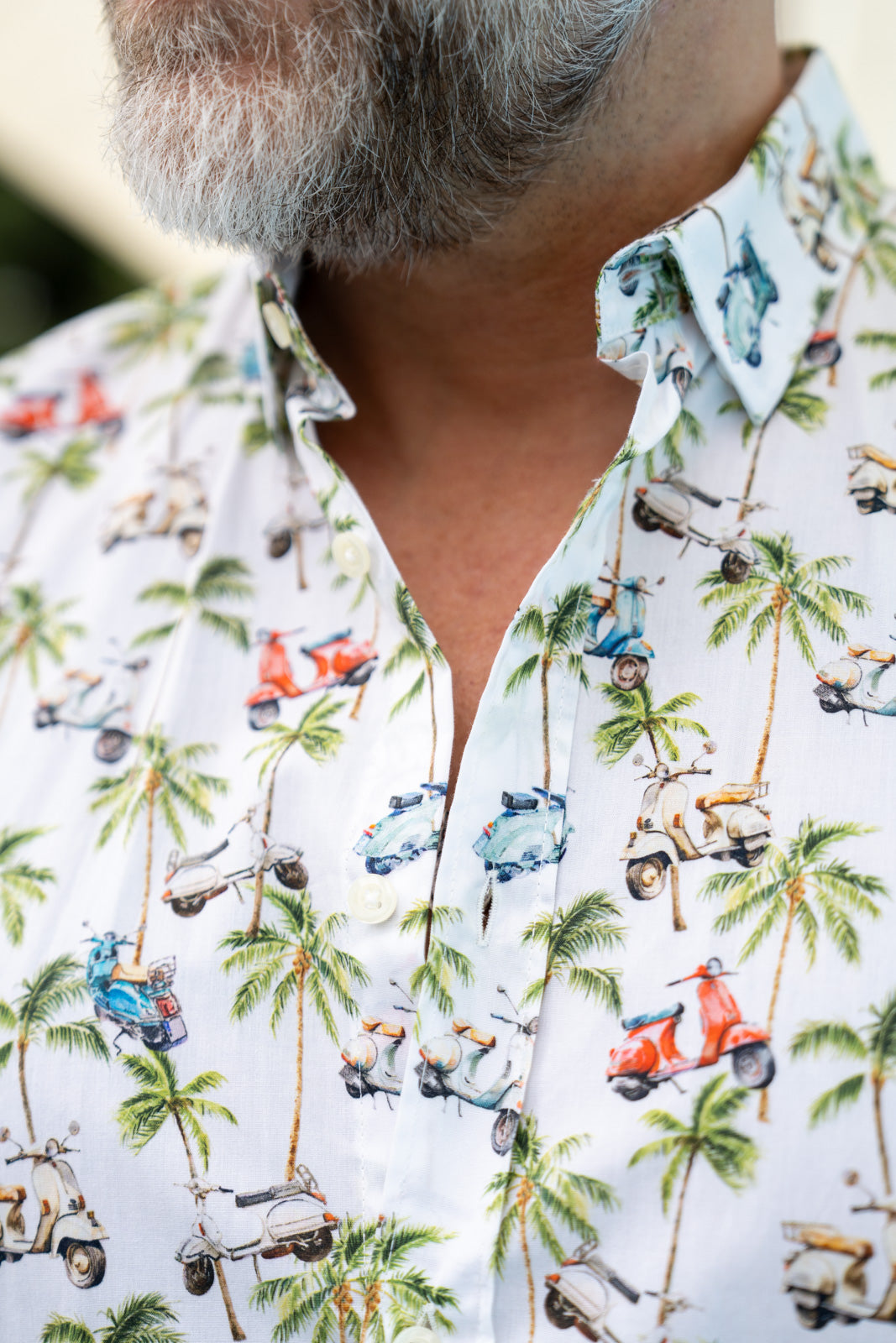 Casual shirt with moped &amp; palm tree print (Art. 2531-C-KA)