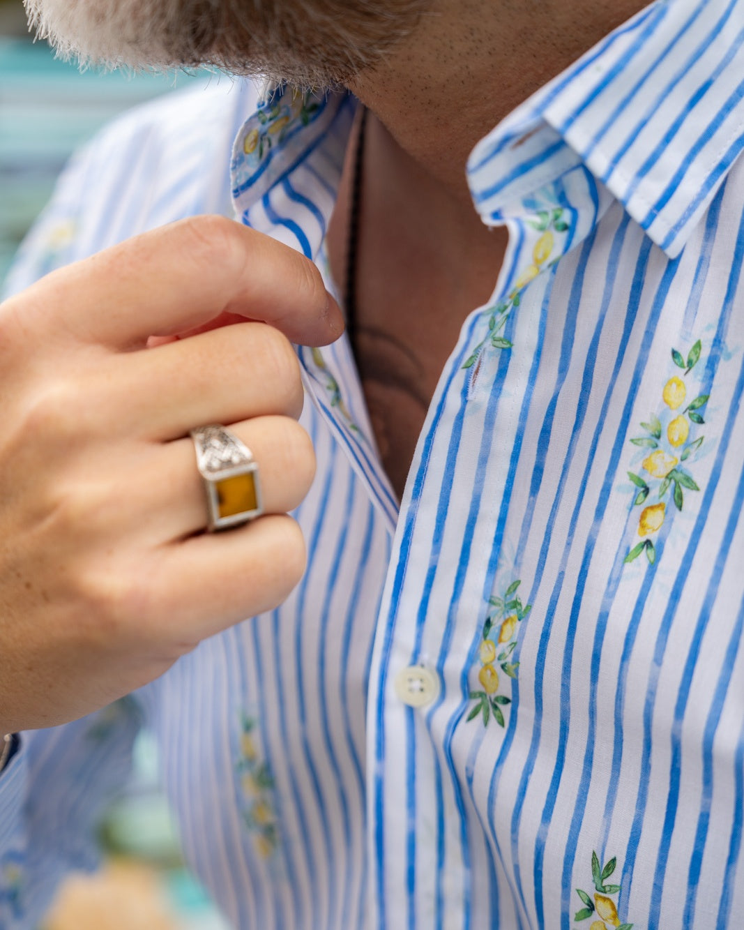 Freizeithemd mit Zitronen-Print (Art. 2530-C)