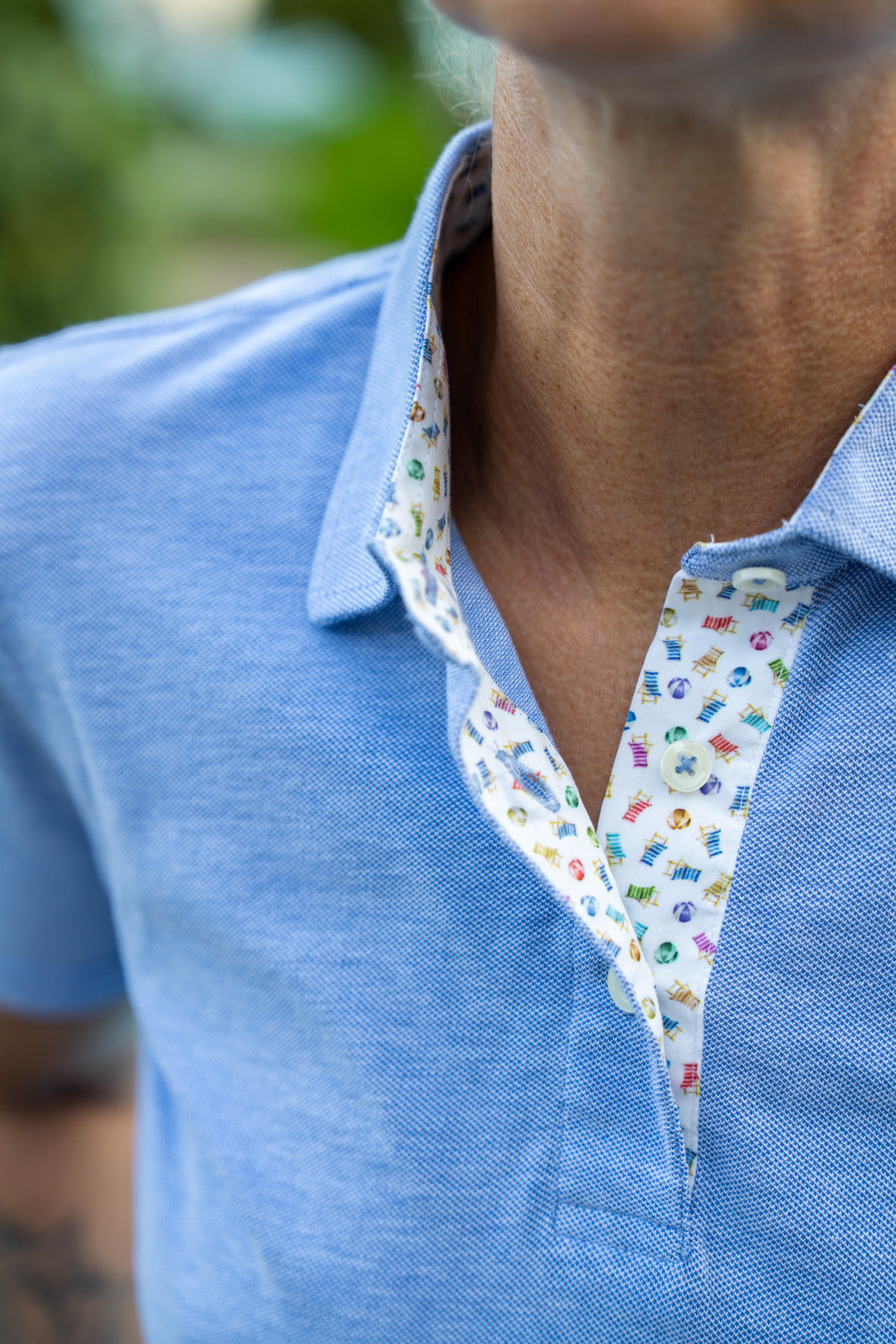 Polo à manches courtes LOUISE en col et boutonnage bleu moyen (art. 2173D-L-KA)