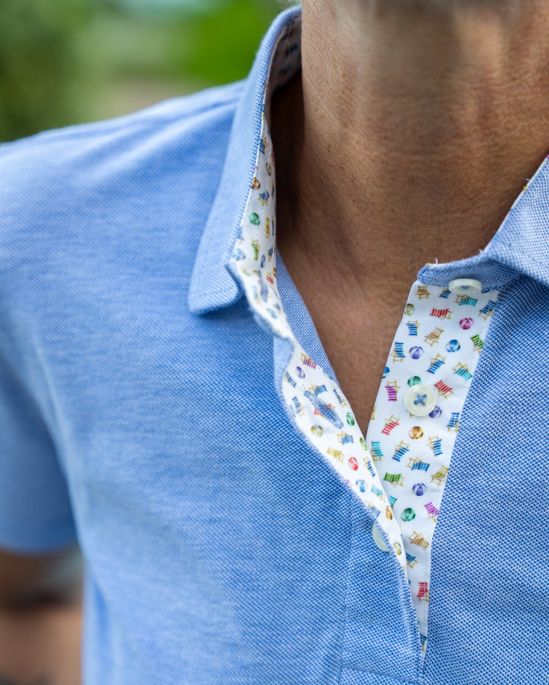 Polo à manches courtes LOUISE en col et boutonnage bleu moyen (art. 2173D-L-KA)