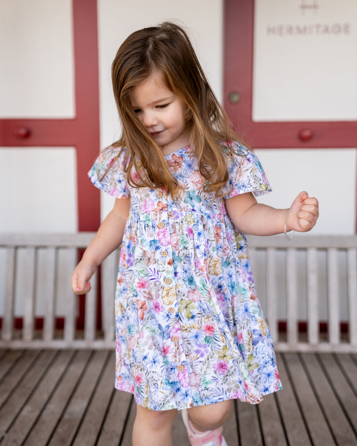 Kinderkleid LAHELA mit farbigem Blumen-Print (2301K-L)