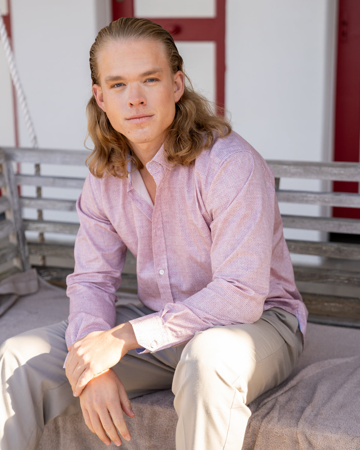 Freizeithemd Langarm mit Printmuster in Rosa (2811-C)