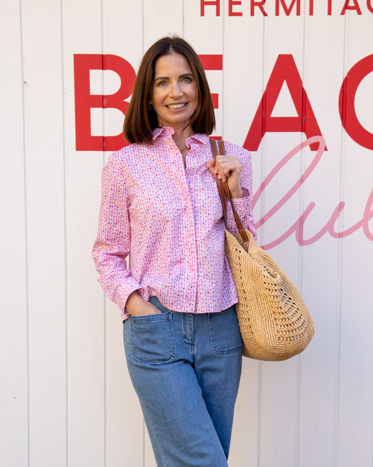 Blouse GABRIELLE de Boxy avec imprimé cocktail en rose (2338D-G)