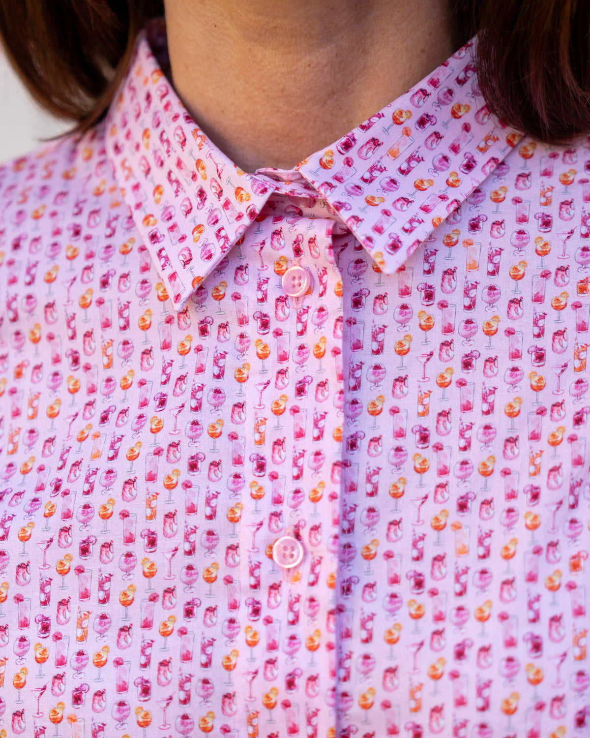 Blouse GABRIELLE de Boxy avec imprimé cocktail en rose (2338D-G)