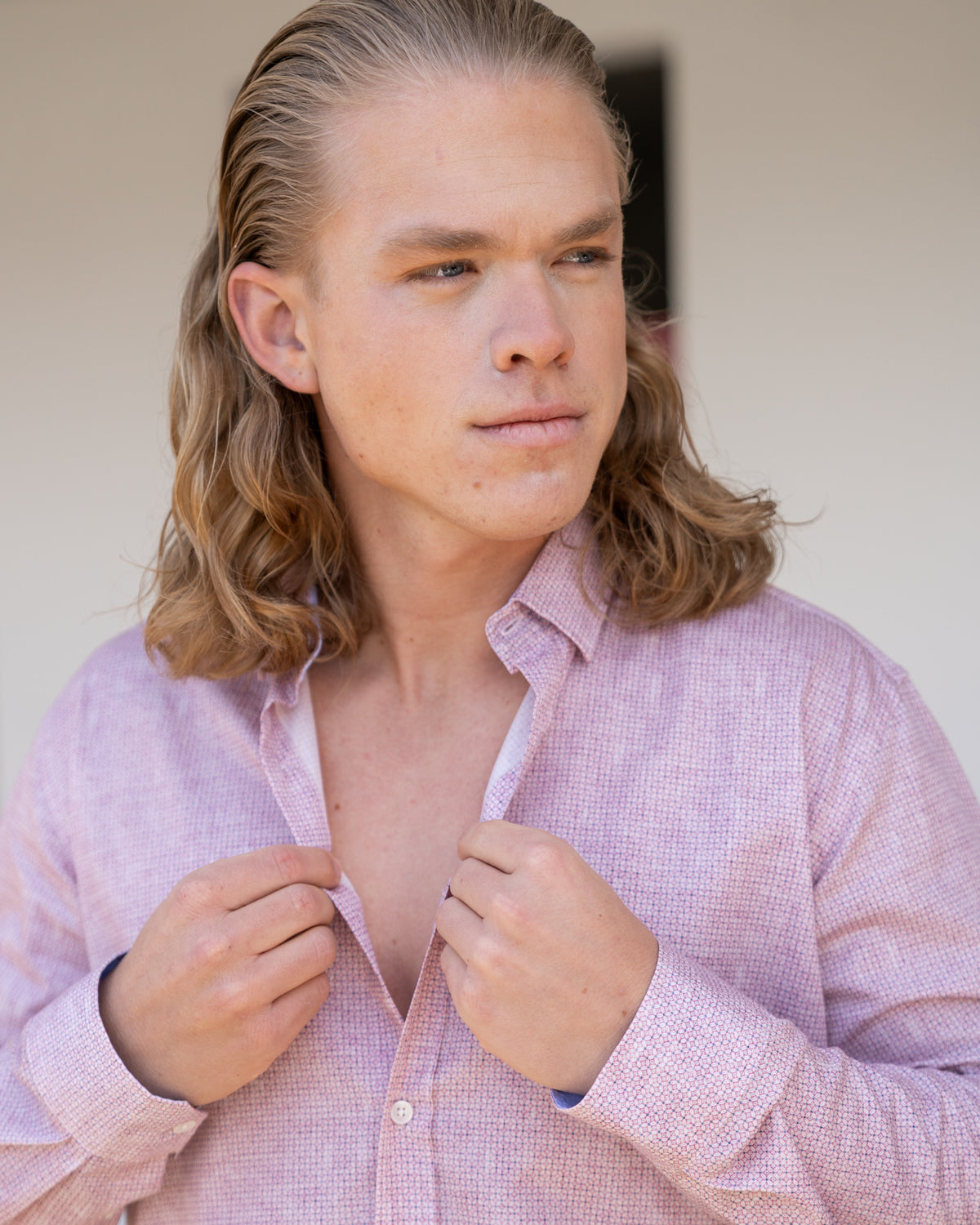 Freizeithemd Langarm mit Printmuster in Rosa (2811-C)