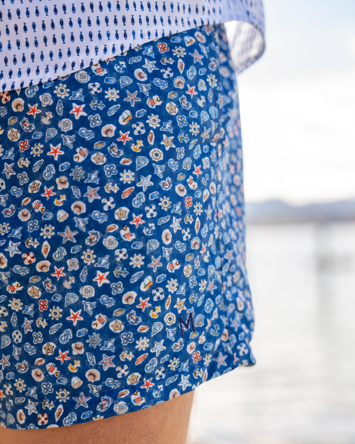 Swim shorts with beach symbols print (2832-ST)