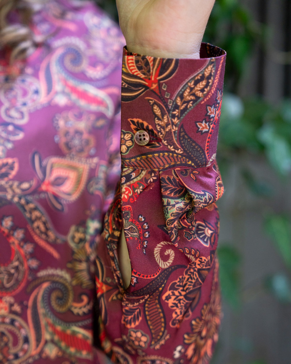 Oversize Viskose-Bluse ISABELLE mit Printmuster in Bordeaux (2592D-I)