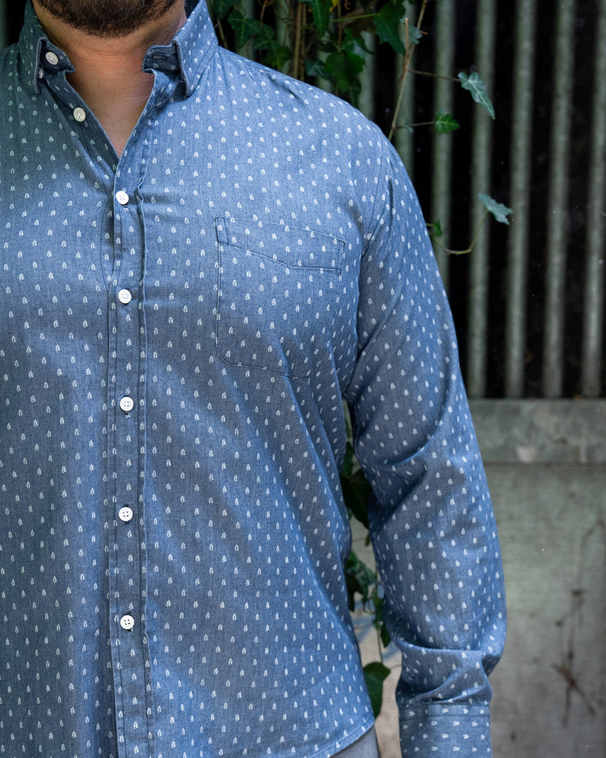 Denimhemd Langarm mit Printmuster (3091-C)