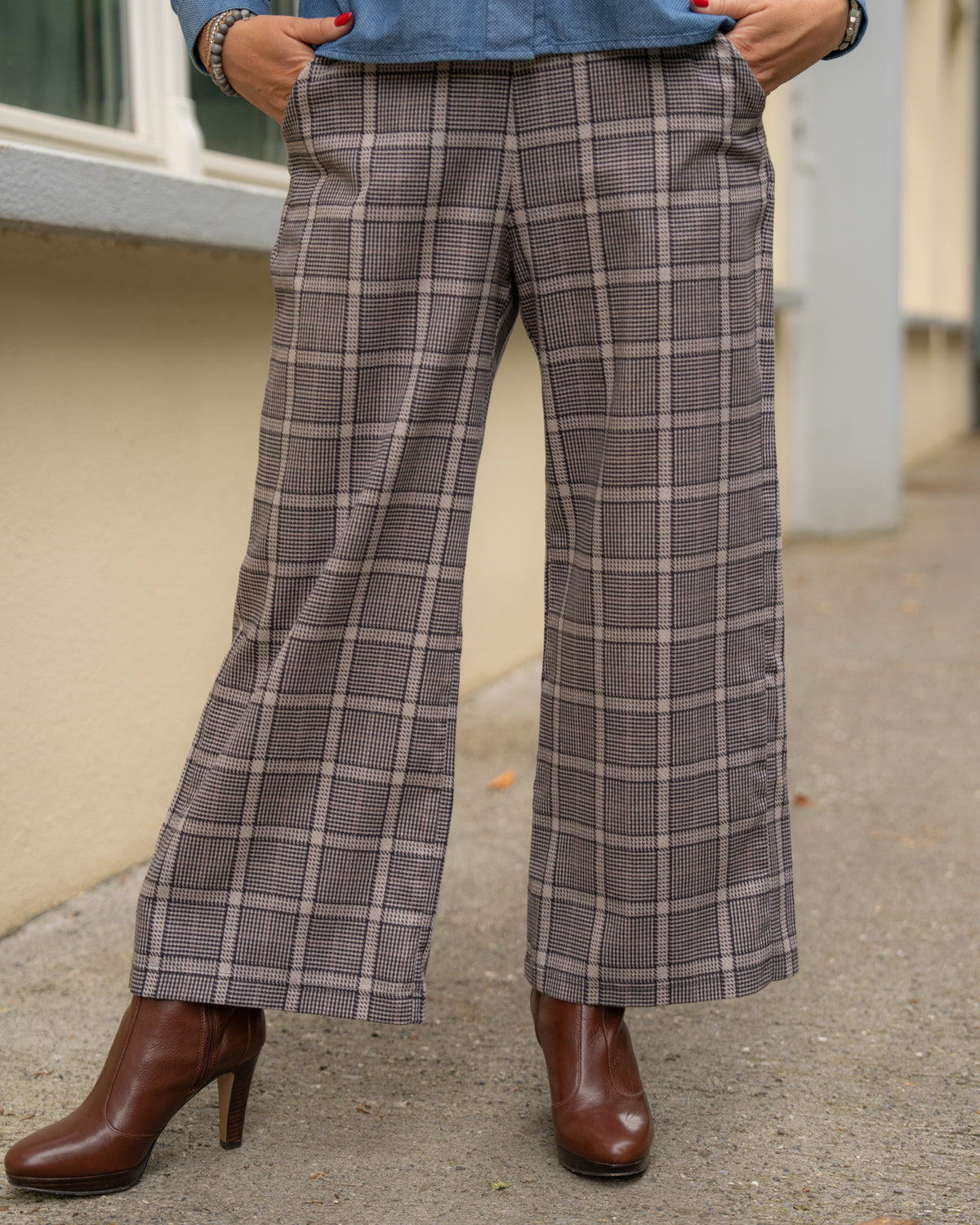 Culotte XÉNIA with check pattern in brown/beige (2572D-X)