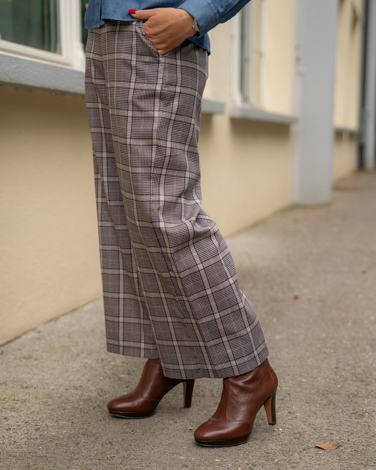 Culotte XÉNIA with check pattern in brown/beige (2572D-X)