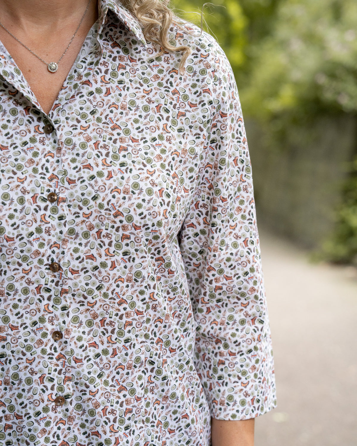 3/4 Arm Bluse FLEUR mit Blumenmuster in Blau (2542D-F-34)