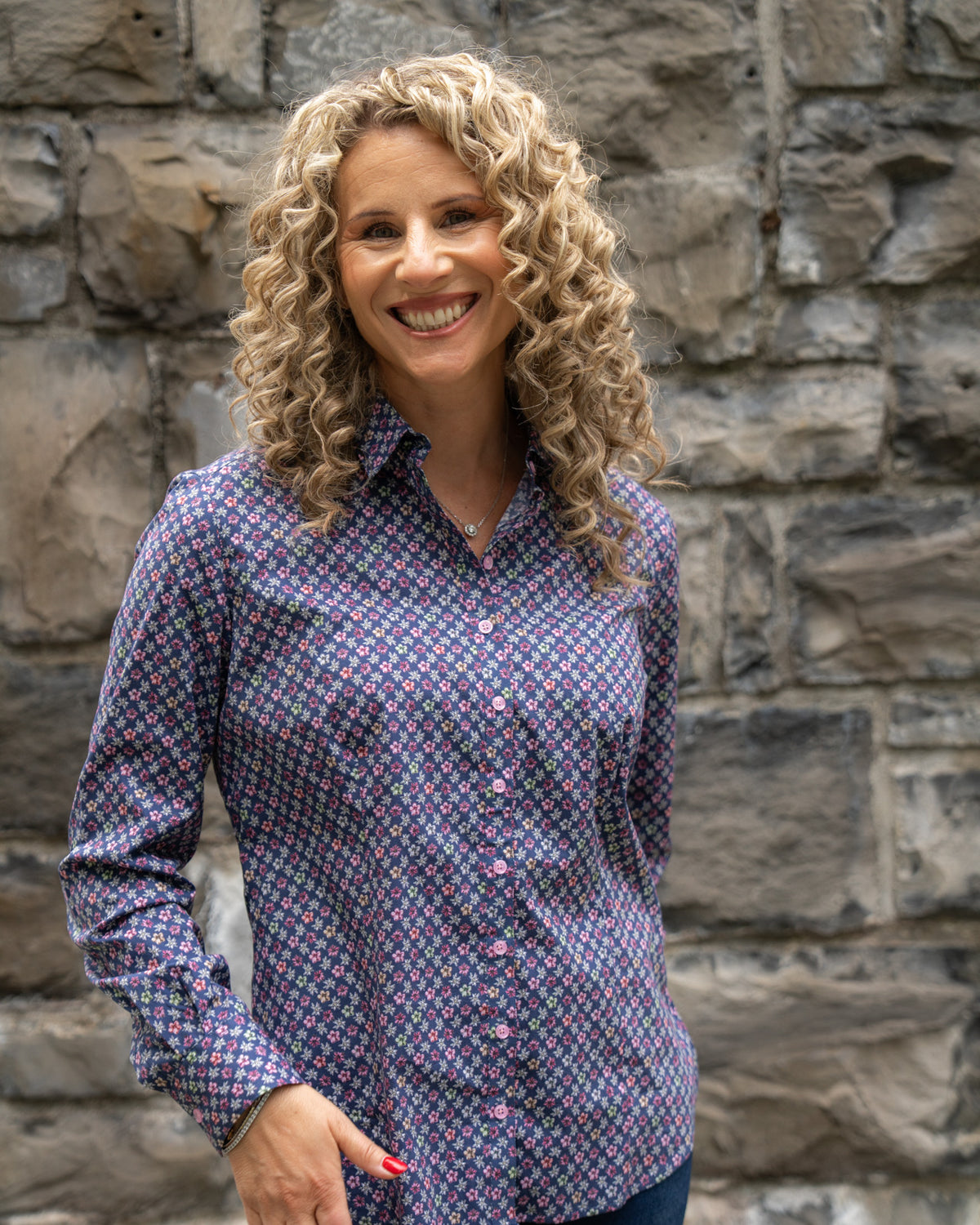 Stretch Bluse SOPHIE mit Edelweiss Print (2548D-S)