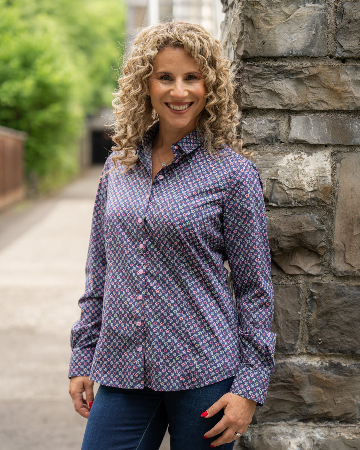 Stretch Bluse SOPHIE mit Edelweiss Print (2548D-S)
