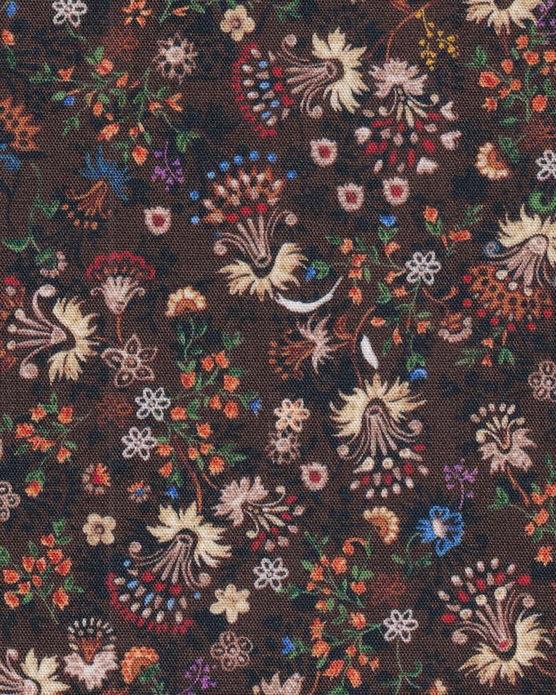Cotton pocket square with graphic print in blue/brown (2711-ET)