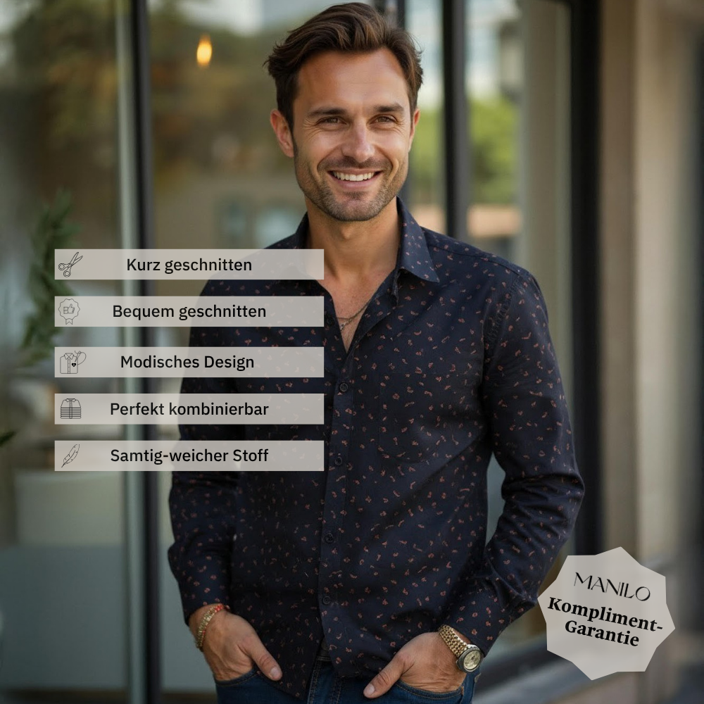 Freizeithemd mit Füchsen und Eichhörnchen Print in Blau (Art. 2740-C)