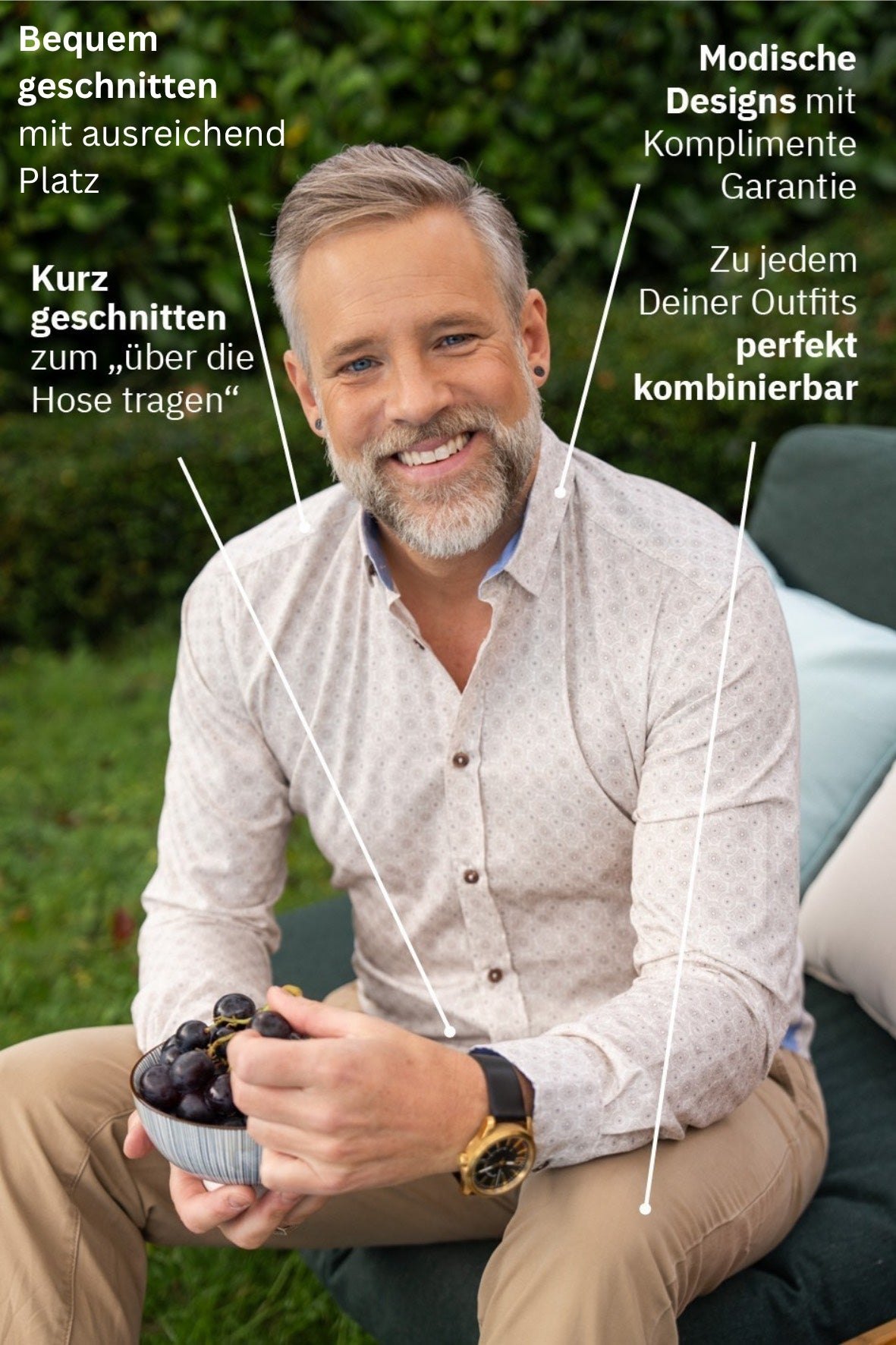 Freizeithemd mit Grafikprint in Beige (Art. 2518-C)