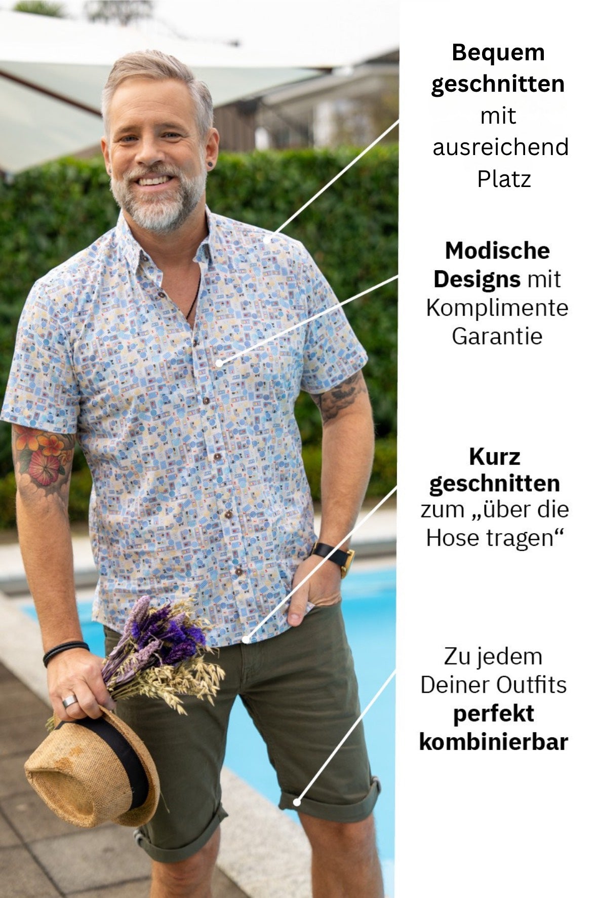 Freizeithemd mit Strand-Print (Art. 2524-C-KA)