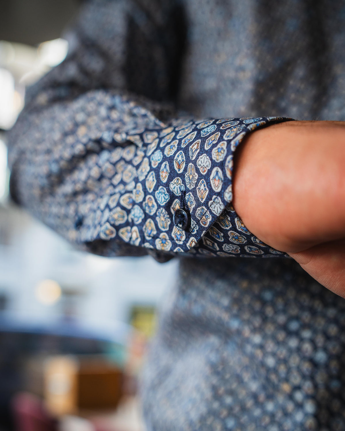 Freizeithemd mit Grafikprint in Dunkelblau (Art. 2701-C)