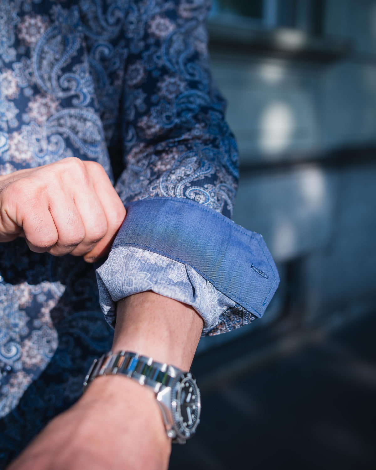 Freizeithemd mit Paisleymuster in Blau (Art. 2715-C)