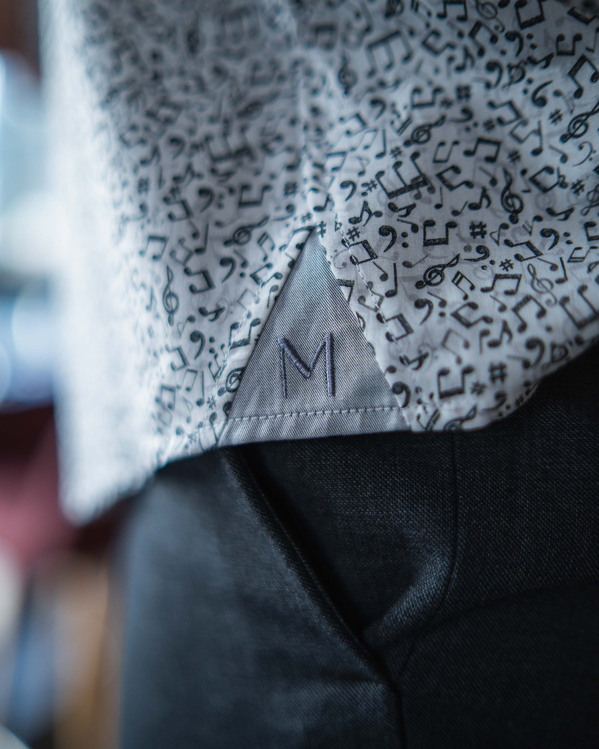 Freizeithemd mit Musiknotenprint in Grau (Art. 2731-C)