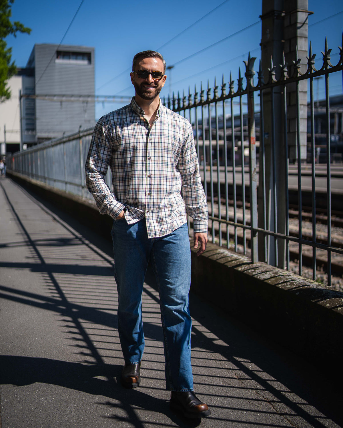 Flanellhemd mit Karomuster Off-White (Art. 2755-C)