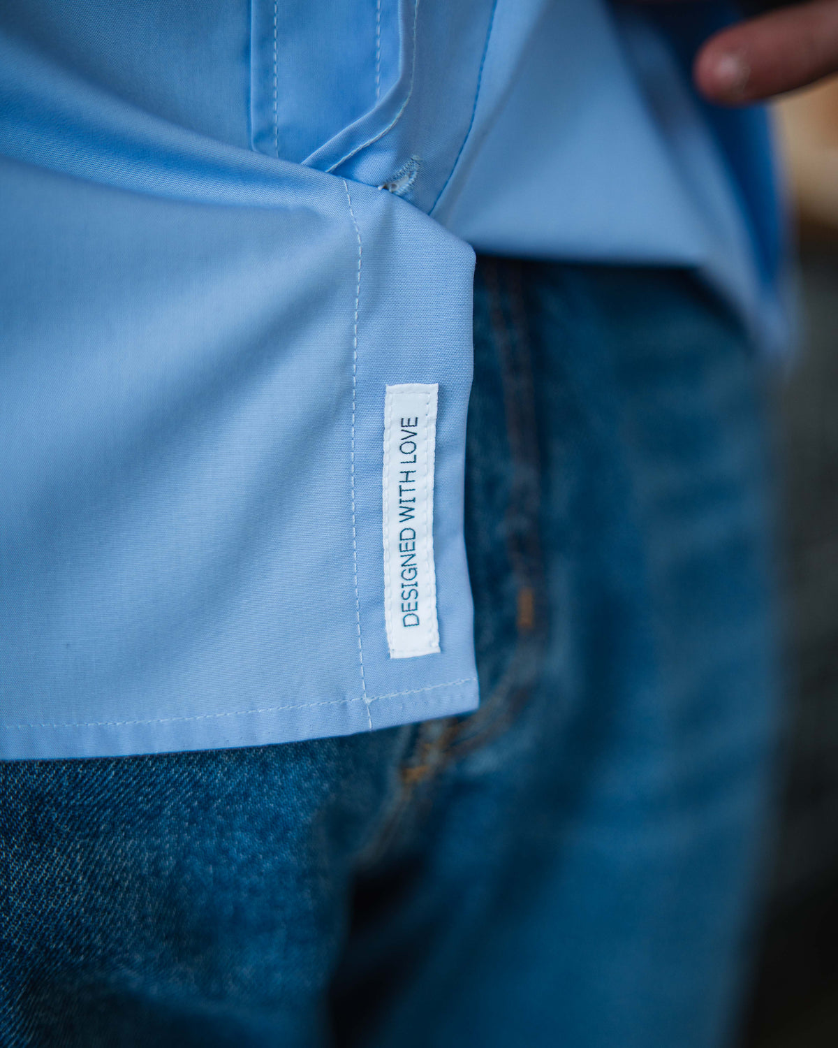 Bügelleichtes Freizeithemd mit Printmuster in Kragen und Manschette in Hellblau (Art. 1012-C)