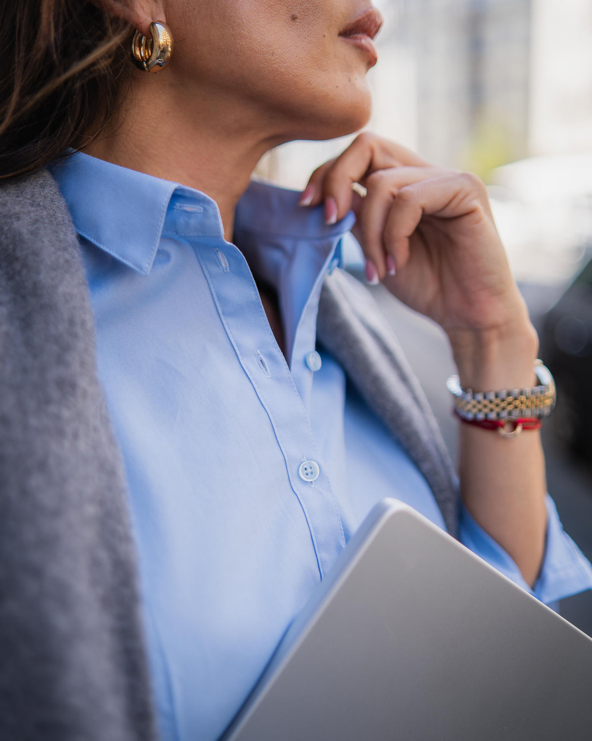 Stretch blouse SOPHIE in blue (Art. 1006D-S)
