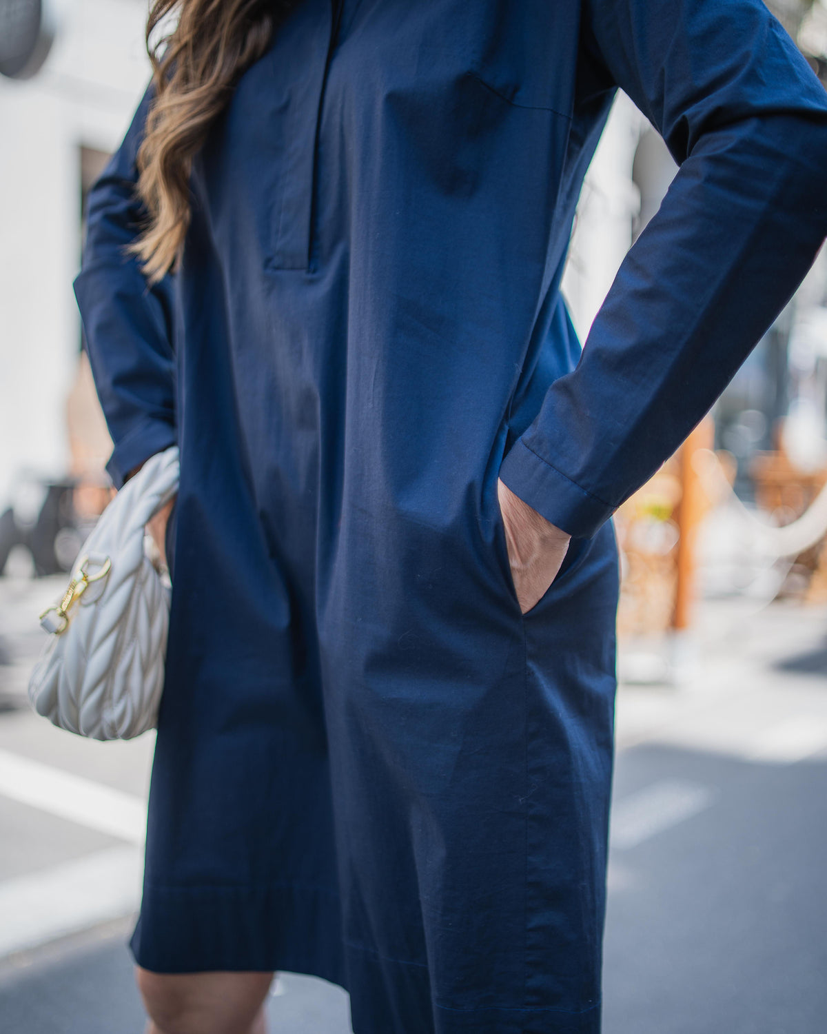 Blouse robe ZOÉ manches longues en bleu foncé (art. 1003D-Z-LA)